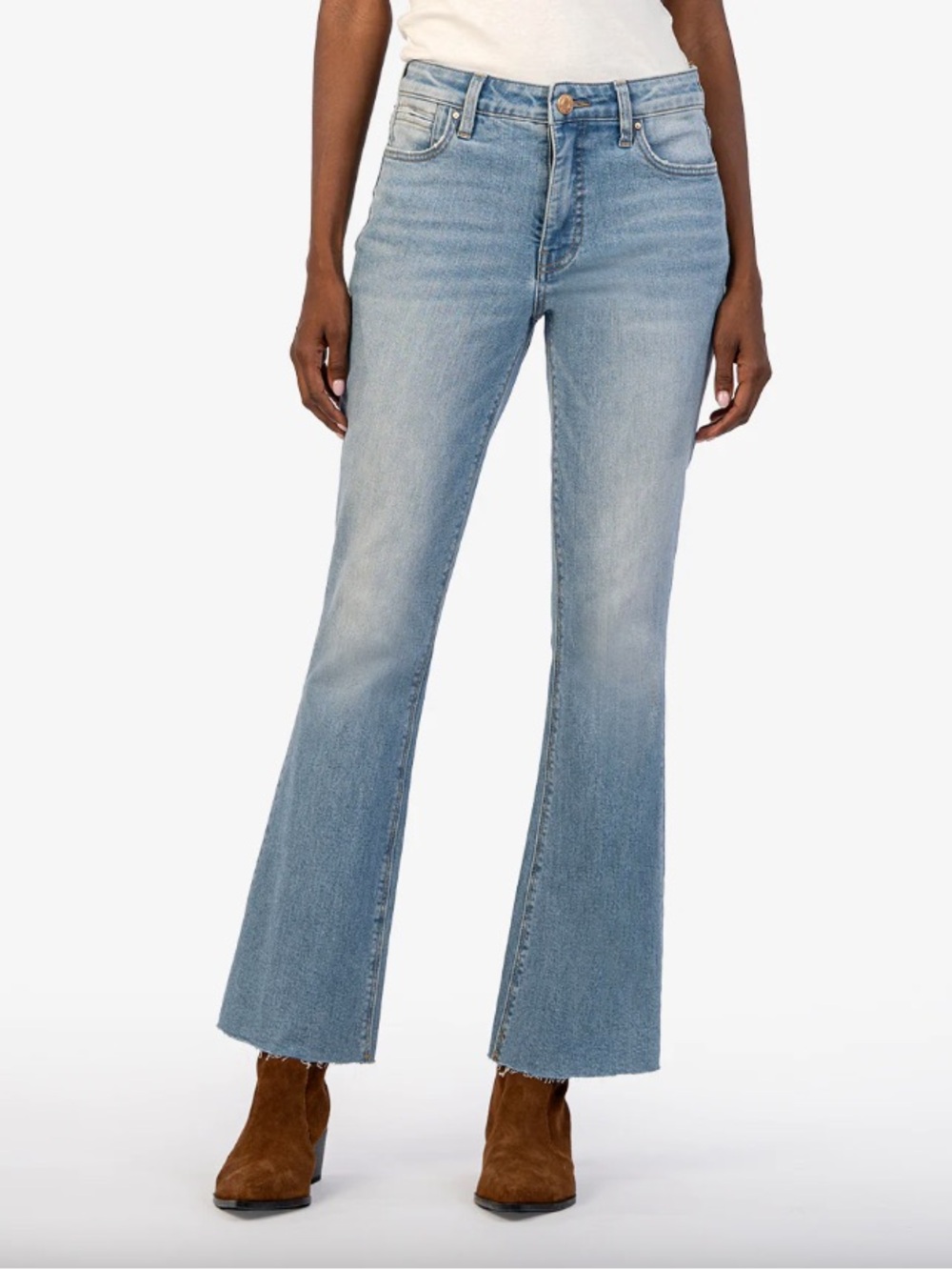 KUT from the Kloth Stella High-Rise Fab Ab Flare Jeans with Raw Hem Size 14